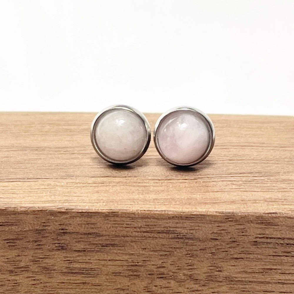 Pink Quartz 8 mm Studs